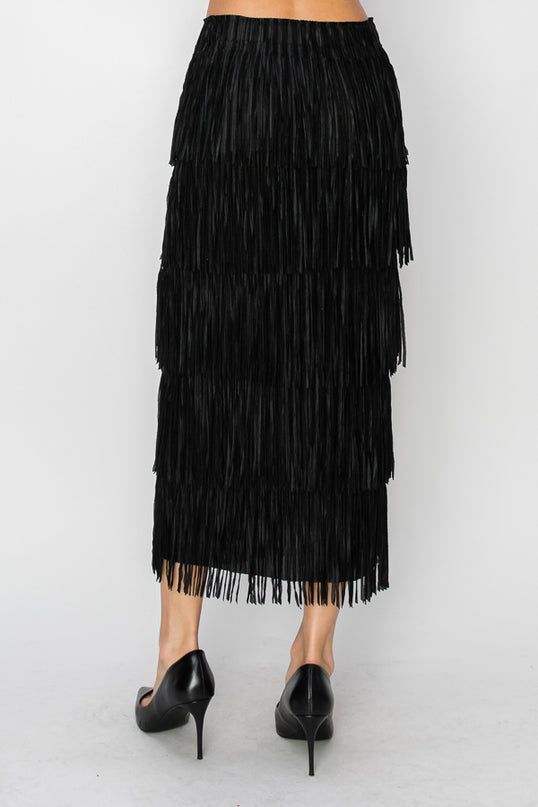 OG Fringe Skirt Long Black