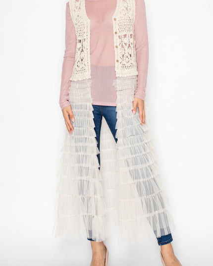 OG Lace Duster with Ruffled Detail and Hot Fix Crystals - Cream (Copy)