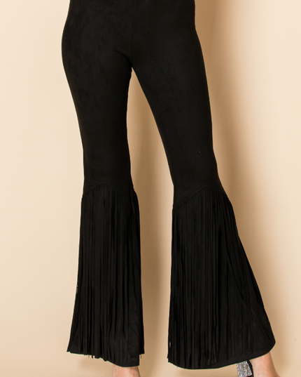 Black Fringe Flare Pants