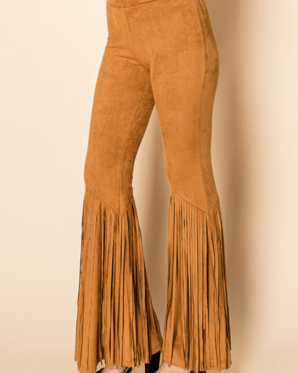 Camel Fringe Flare Pants