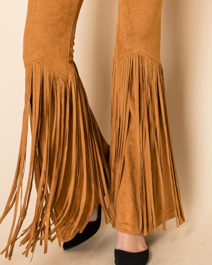 Camel Fringe Flare Pants