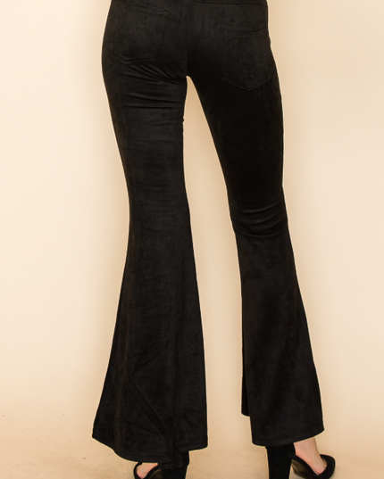 Embroidered Rose Flare Pants