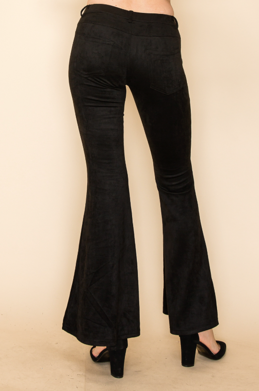 Embroidered Rose Flare Pants