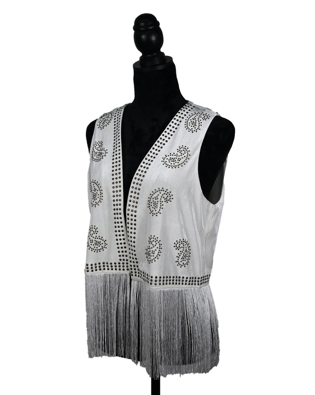 White Velvet Nail Head Vest