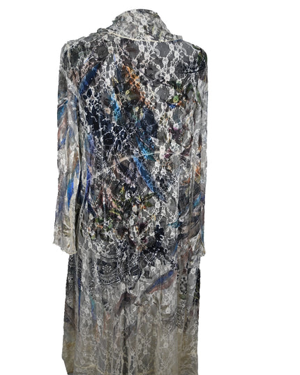 Peacock Feather Hotfix Kimono