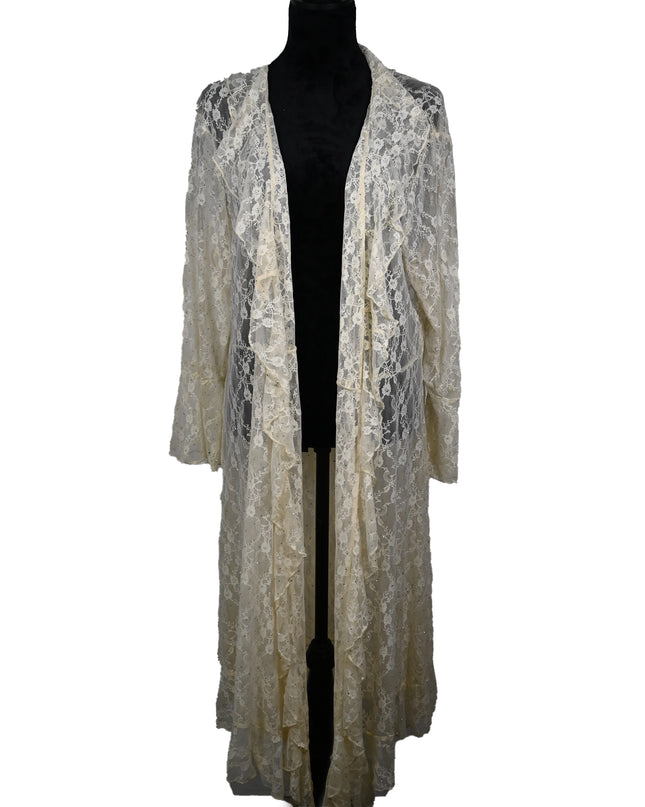 Cream Lace Kimono with Hotfix Detail