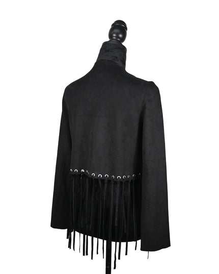 Black Crop Laced Suede Jacket