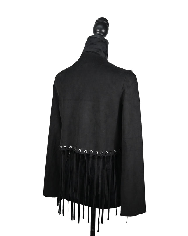Black Crop Laced Suede Jacket