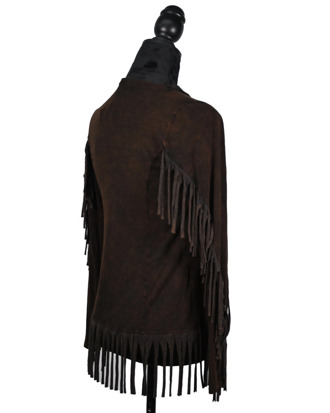 Brown Arm Fringe Suede Jacket