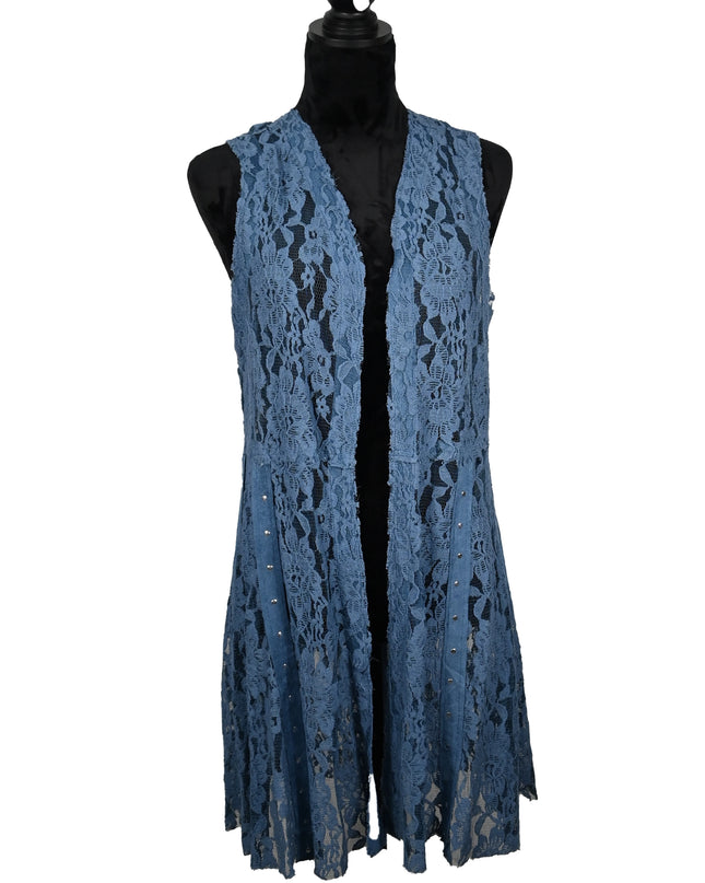 Long Vest – Bright Blue Lace