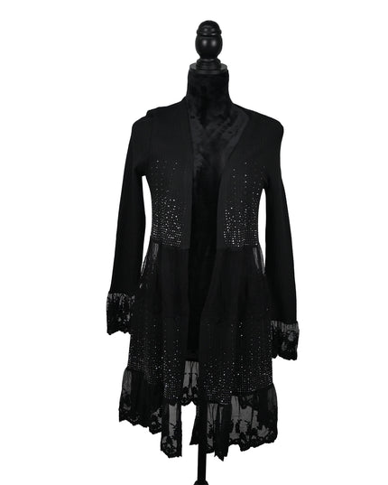Black Sequin Lace Cardigan
