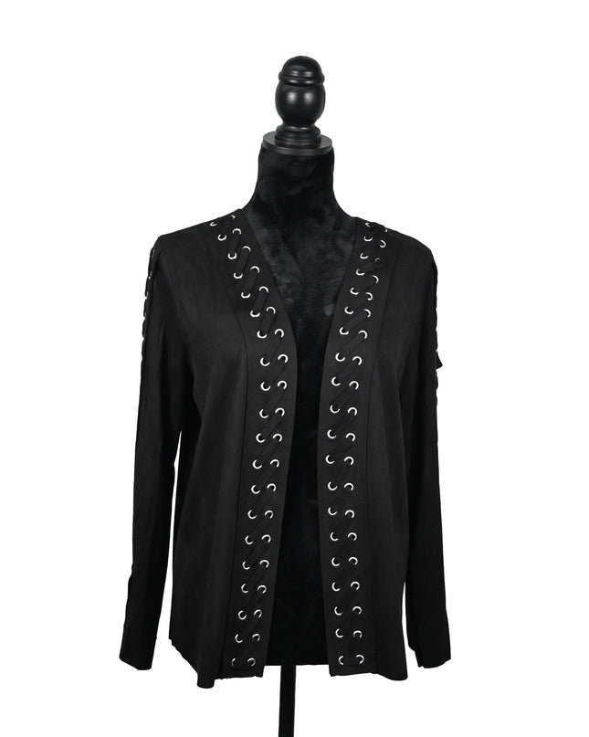 Black Lace-Up Seude Jacket