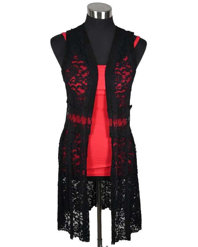 Long Vest – Black Lace
