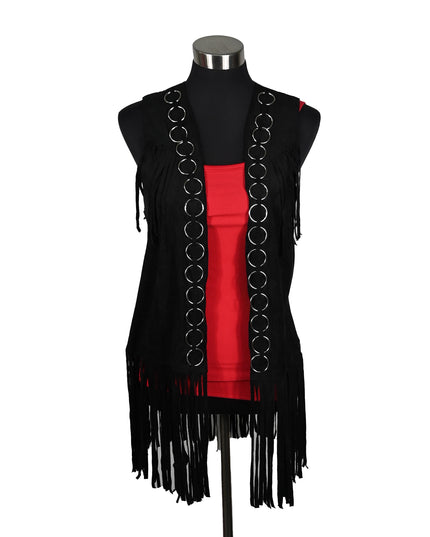 Black Fringe Ring Vest
