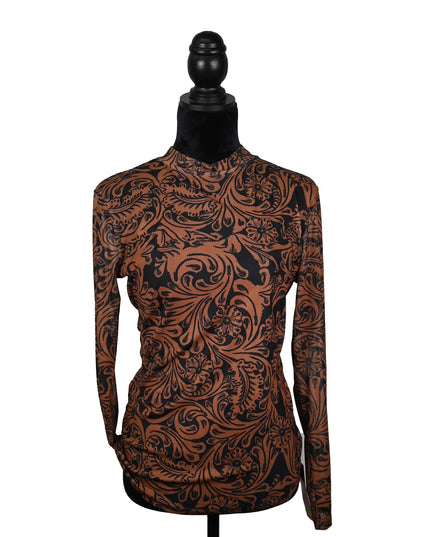 Brown Tooled Flower Mesh