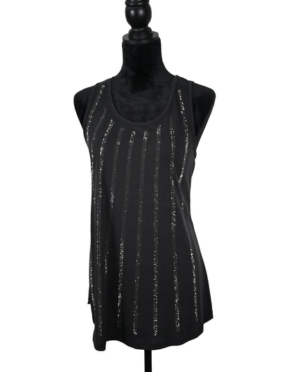 Black Rhinestone Stripe Tank