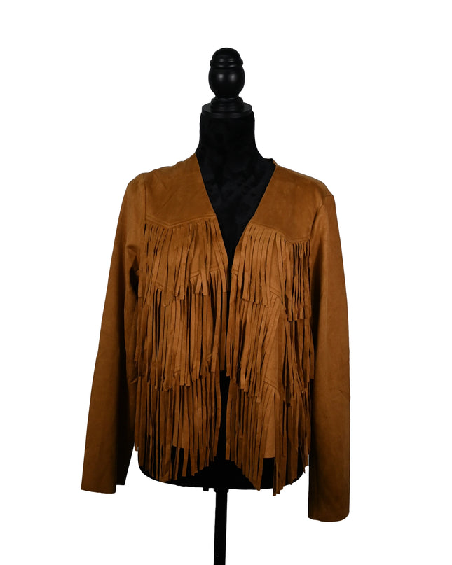 Camel Suede Fringe Jacket