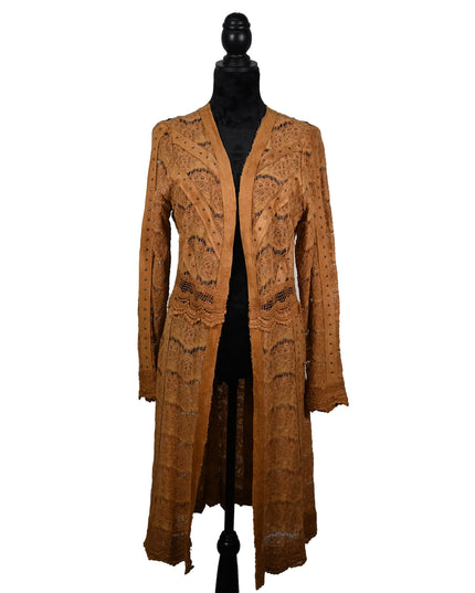 Tan Arm Fringe Cardigan