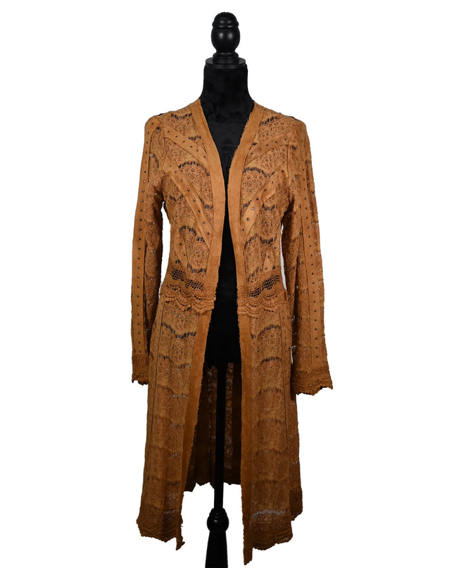 Tan Arm Fringe Cardigan