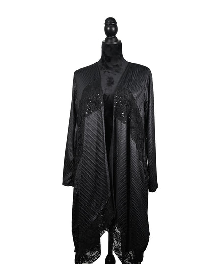 Black Lace Duster with Circle Pattern Cardigan