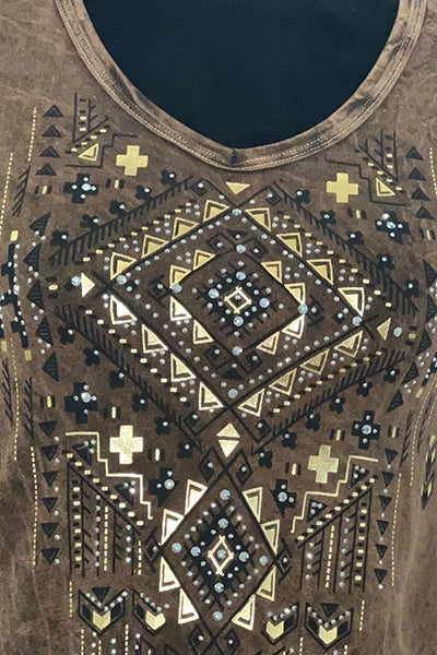 Aztec Brown Sequin T-Shirt