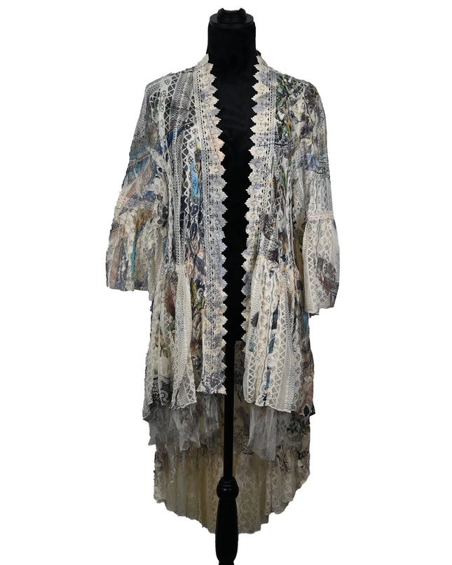Double Ruffle Feather Kimono