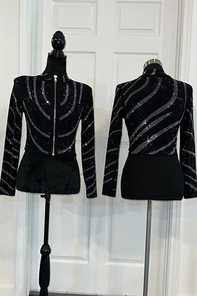 Black and Silver Swirl Sequin Jacket