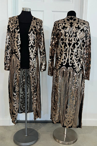 Black Gold Sequin Kimono