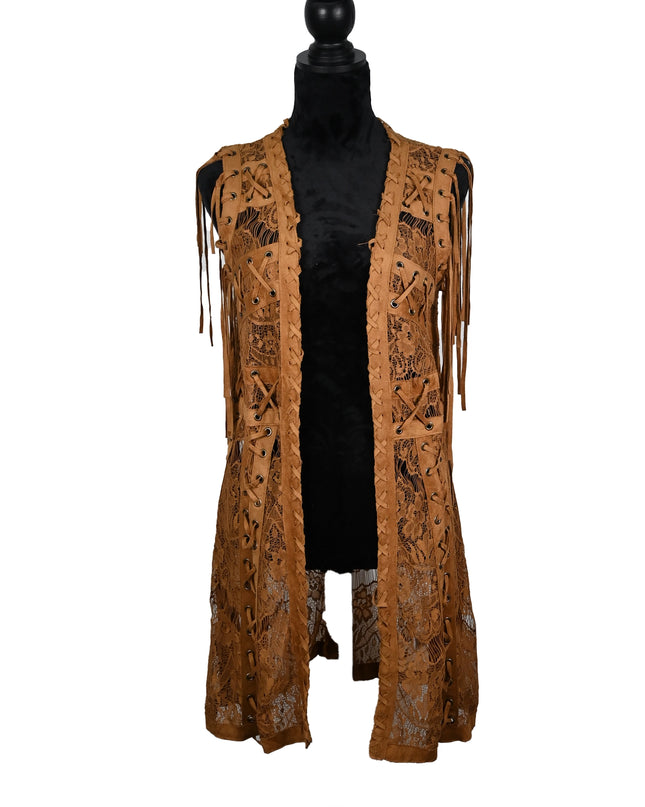 Lace-on-Lace Camel Vest