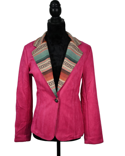 Hot Pink Serape Collar Blazer