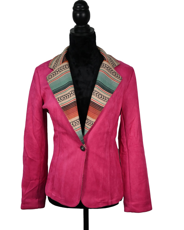 Hot Pink Serape Collar Blazer