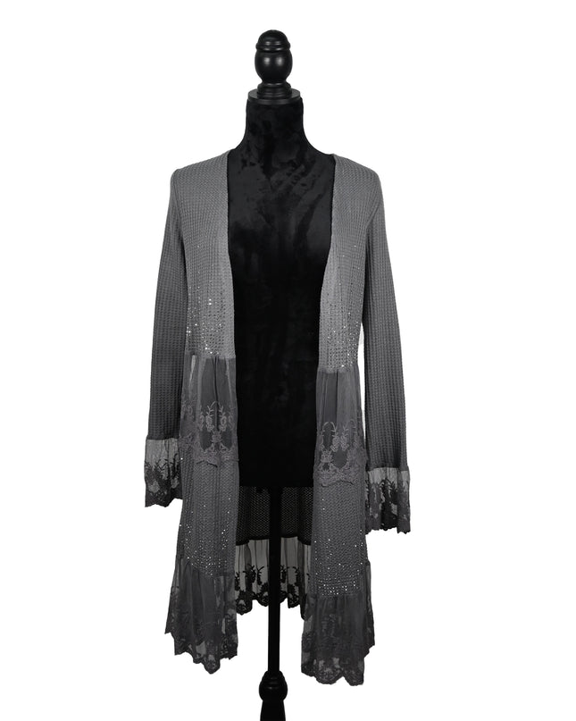 Gray Sequin Cardigan