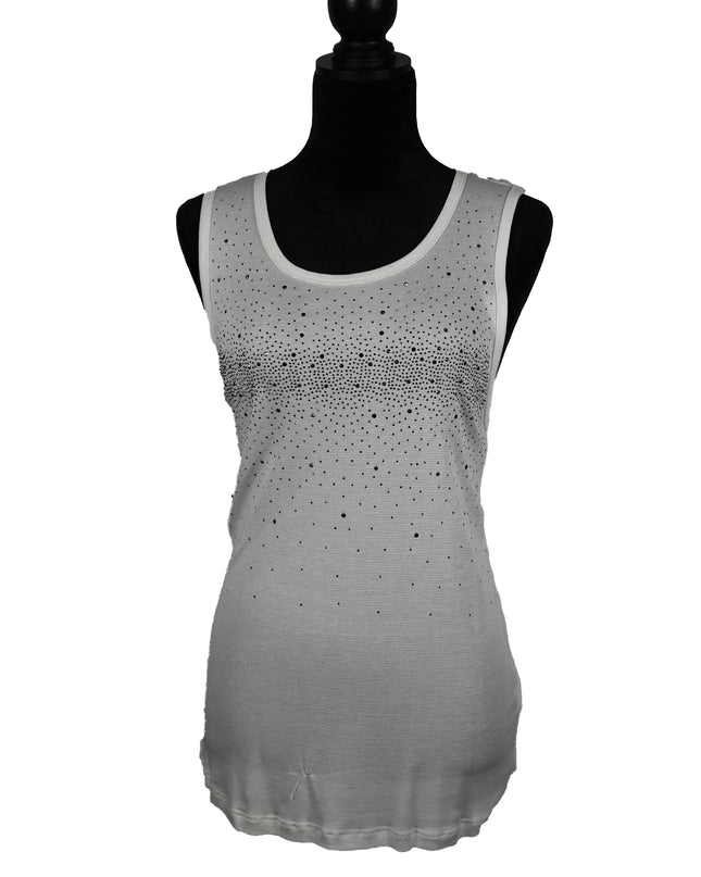 White Rhinestone Gradient Tank Top