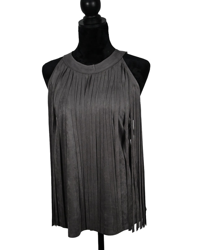 Collar Fringe Tank – Grey