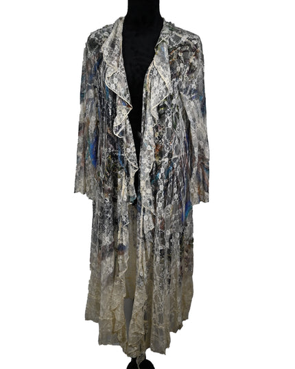 Peacock Feather Hotfix Kimono