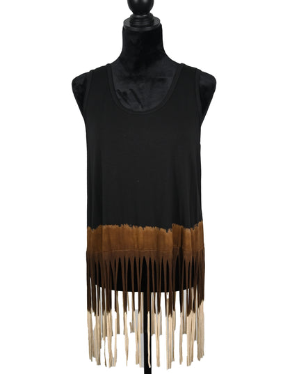 Dip-Dye Fringe Tank – Brown & Black