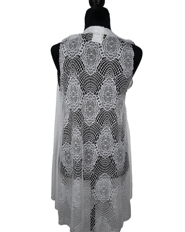 Angel Wing White Lace Drape Vest