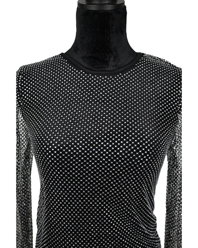 rhinestones Mesh Top