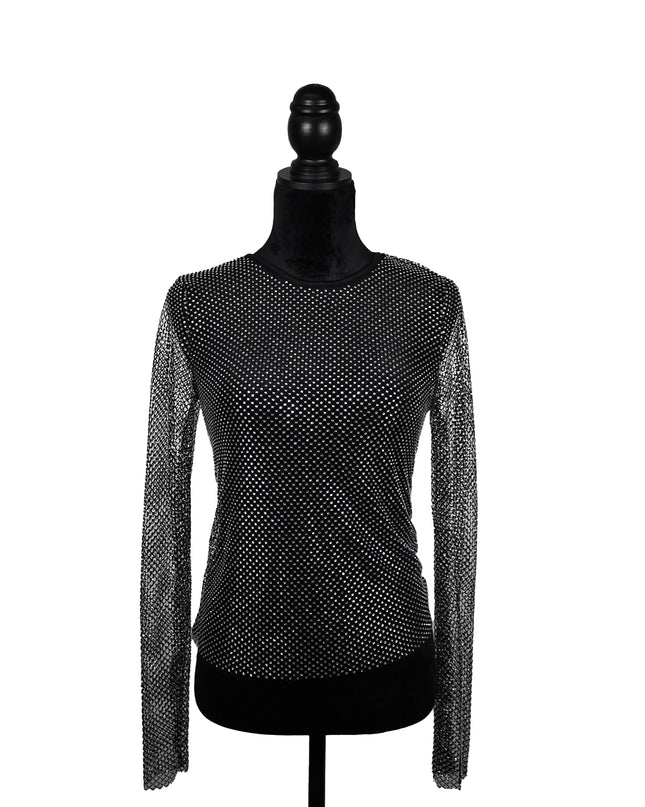 rhinestones Mesh Top