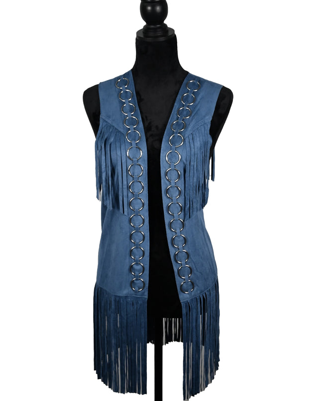 Blue Fringe Ring Vest
