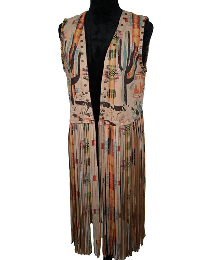 Cactus Cowboy Long Fringe Vest