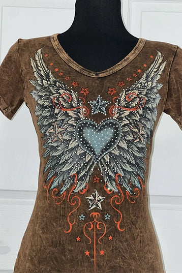 Heart Winged Brown T-Shirt