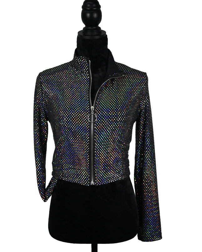 Holographic Sequin Dot Crop Jacket