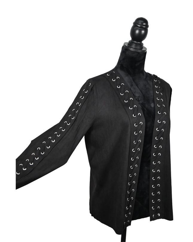 Black Lace-Up Seude Jacket