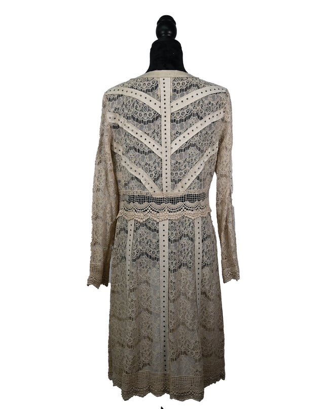 Tan Laced Arm Fringe Cardigan