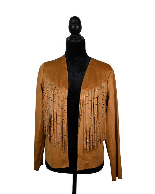 Tan Fringe Stud Jacket