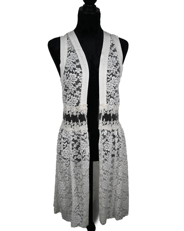 Long Vest – Cream Lace