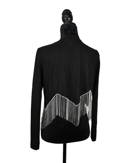 Wavy Rhinestone Fringe Jacket