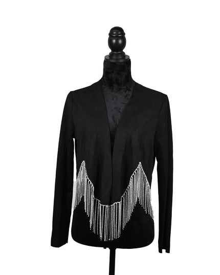 Wavy Rhinestone Fringe Jacket