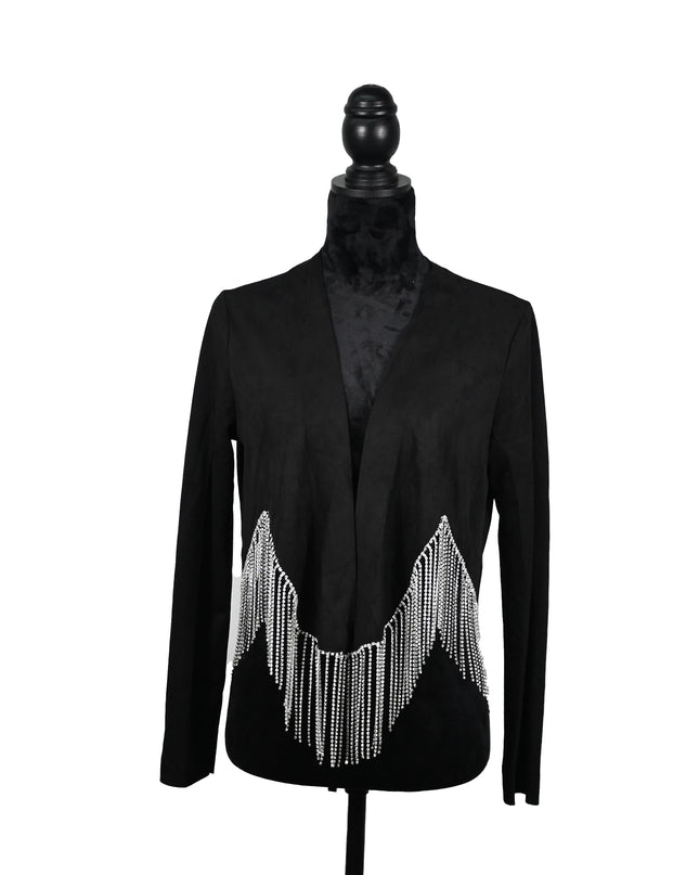 Wavy Rhinestone Fringe Jacket